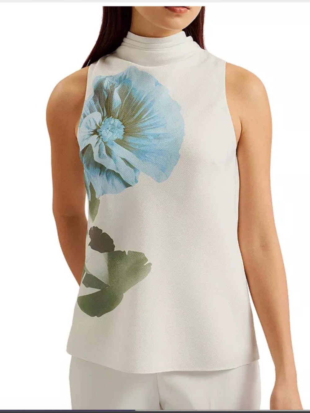 NWT TED BAKER Setsuko Floral Cowl Neck Top Sleeveless Cream Size 2